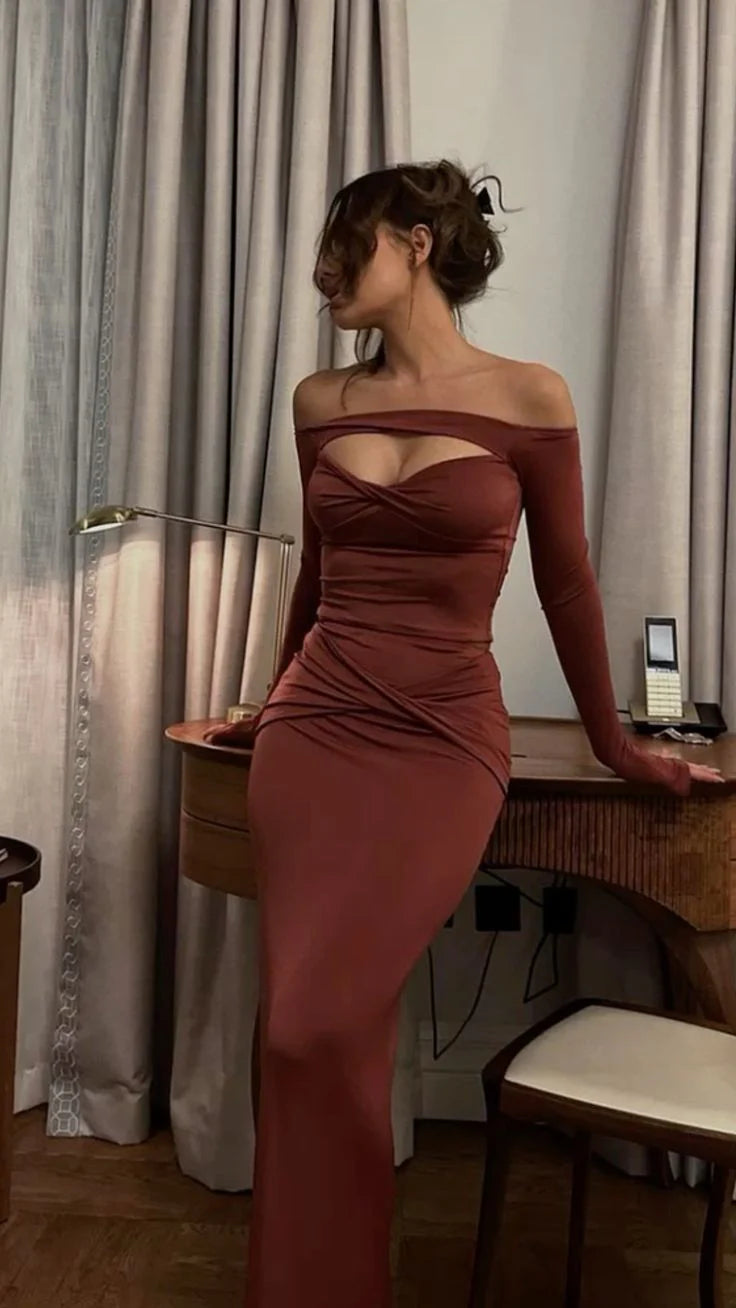 Wholesale Modest Mermaid Sweetheart Off The Shoulder Long Sleeves Prom Dress Evening Dresses formal wear dresses